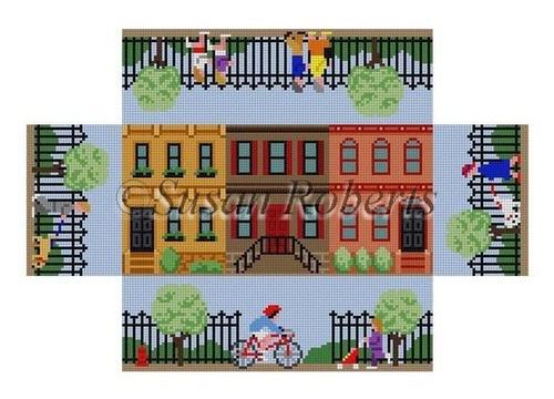 Brownstone Walk Brick Cover Painted Canvas Susan Roberts Needlepoint Designs, Inc.  - 1