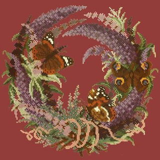 Buddleia Needlepoint Kit Kits Elizabeth Bradley Design Dark Red 
