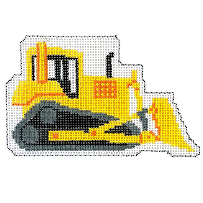 Bulldozer Ornament Painted Canvas Elm Tree Needlepoint  - 1