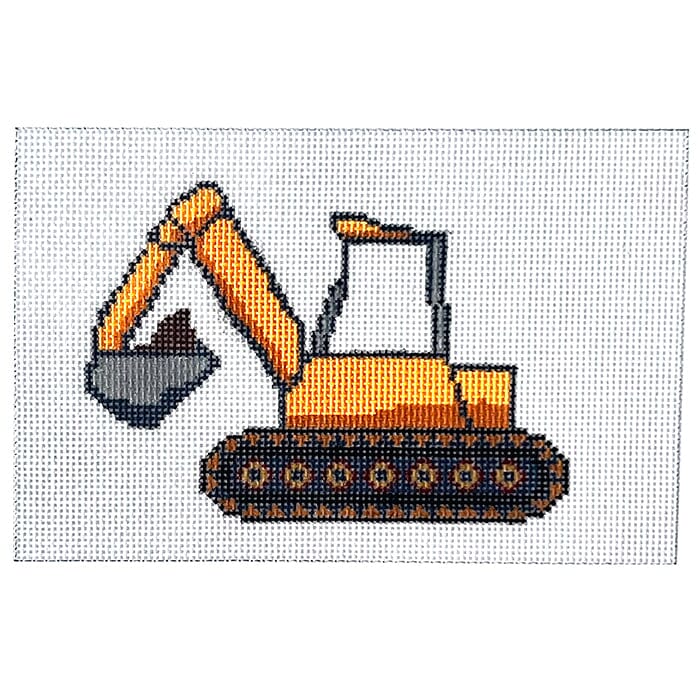 Bulldozer Tooth Fairy Pillow Painted Canvas Susan Battle Needlepoint 
