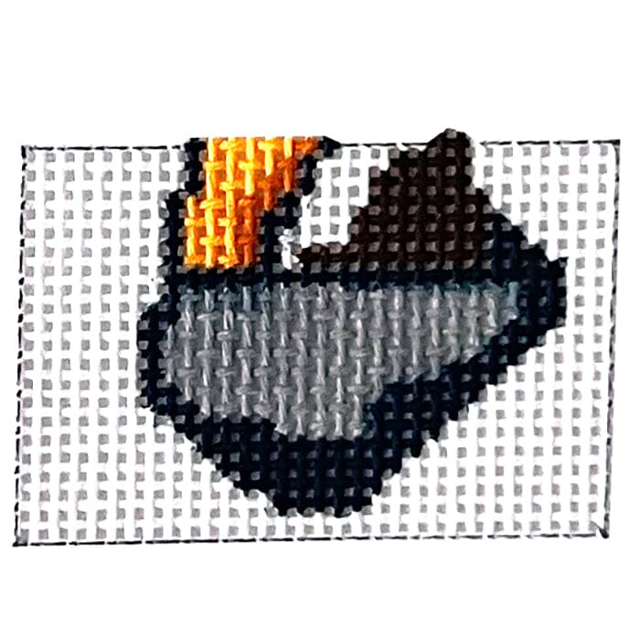 Bulldozer Tooth Fairy Pillow Painted Canvas Susan Battle Needlepoint 
