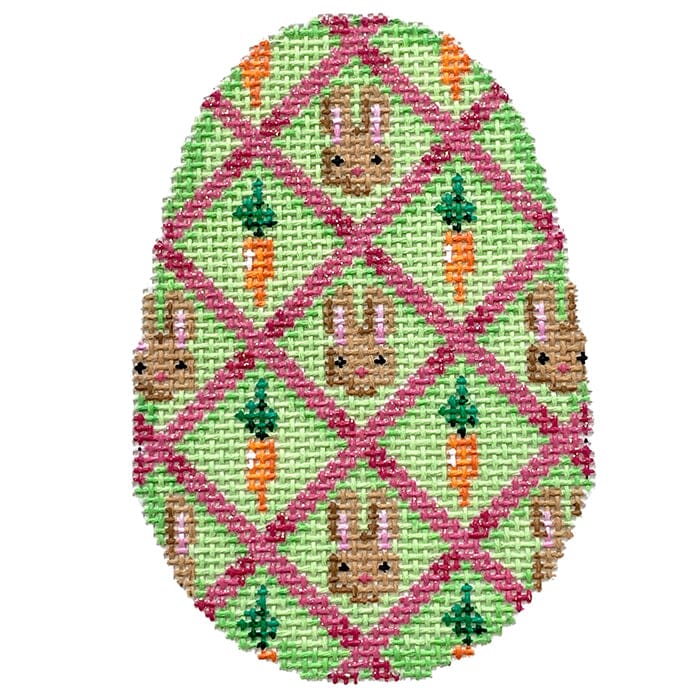 Bunnies in Lattice Egg Painted Canvas Associated Talents 
