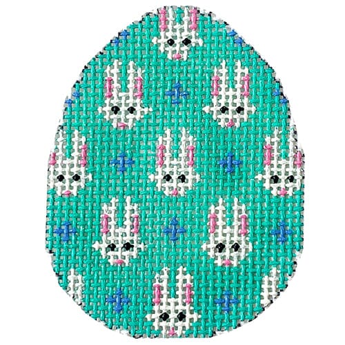 Bunnies on Turquoise Mini Egg Painted Canvas Associated Talents 
