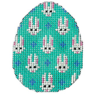 Bunnies on Turquoise Mini Egg Painted Canvas Associated Talents 
