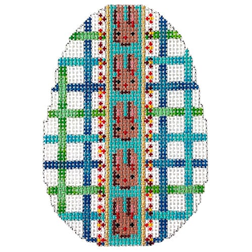 Bunnies & Tattersall Plaid Egg Painted Canvas Associated Talents 