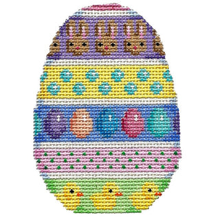 Bunnies/Eggs/Chicks Horizontal Striped Egg Painted Canvas Associated Talents 
