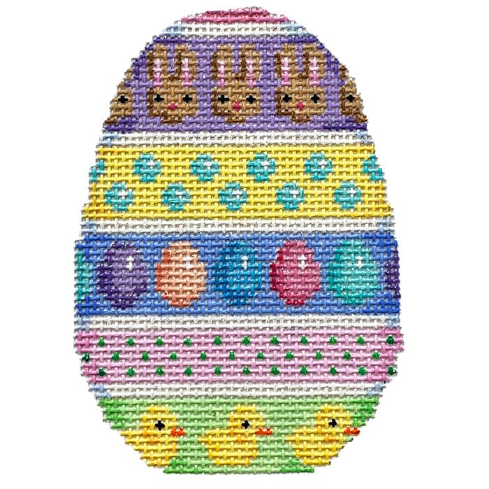 Bunnies/Eggs/Chicks Horizontal Striped Egg Painted Canvas Associated Talents 
