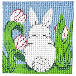 Bunny 2 Part Pillow Painted Canvas Susan Battle Needlepoint 
