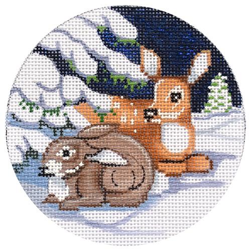 Bunny and Deer Ornament Painted Canvas Alice Peterson Company 