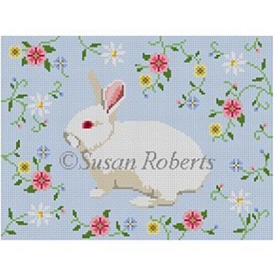 Bunny in Flower Vine Painted Canvas Susan Roberts Needlepoint Designs Inc.  - 1