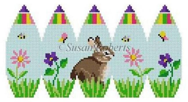 Bunny in Flowers Painted Canvas Susan Roberts Needlepoint Designs, Inc. 