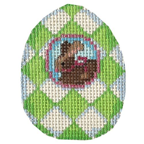 Bunny / Lime Harlequin Mini Egg Painted Canvas Associated Talents 