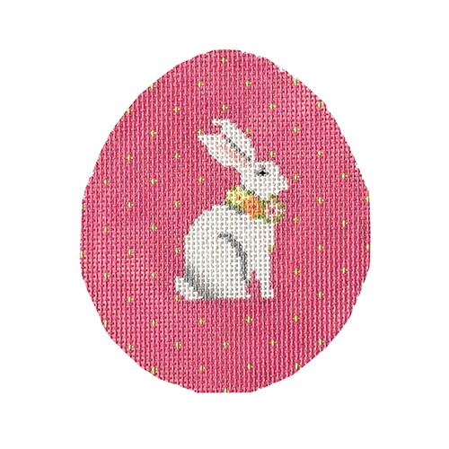 Bunny on Fuchsia Pin Dot Egg Painted Canvas The Colonial Needle Company 