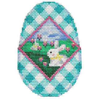 Bunny Scenic/Gingham Egg Painted Canvas Associated Talents 
