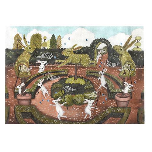 Bunny Topiary Garden Painted Canvas Melissa Shirley Designs 