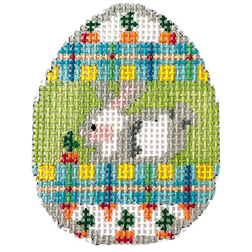 Bunny with Carrots on Plaid Mini Egg Painted Canvas Associated Talents 