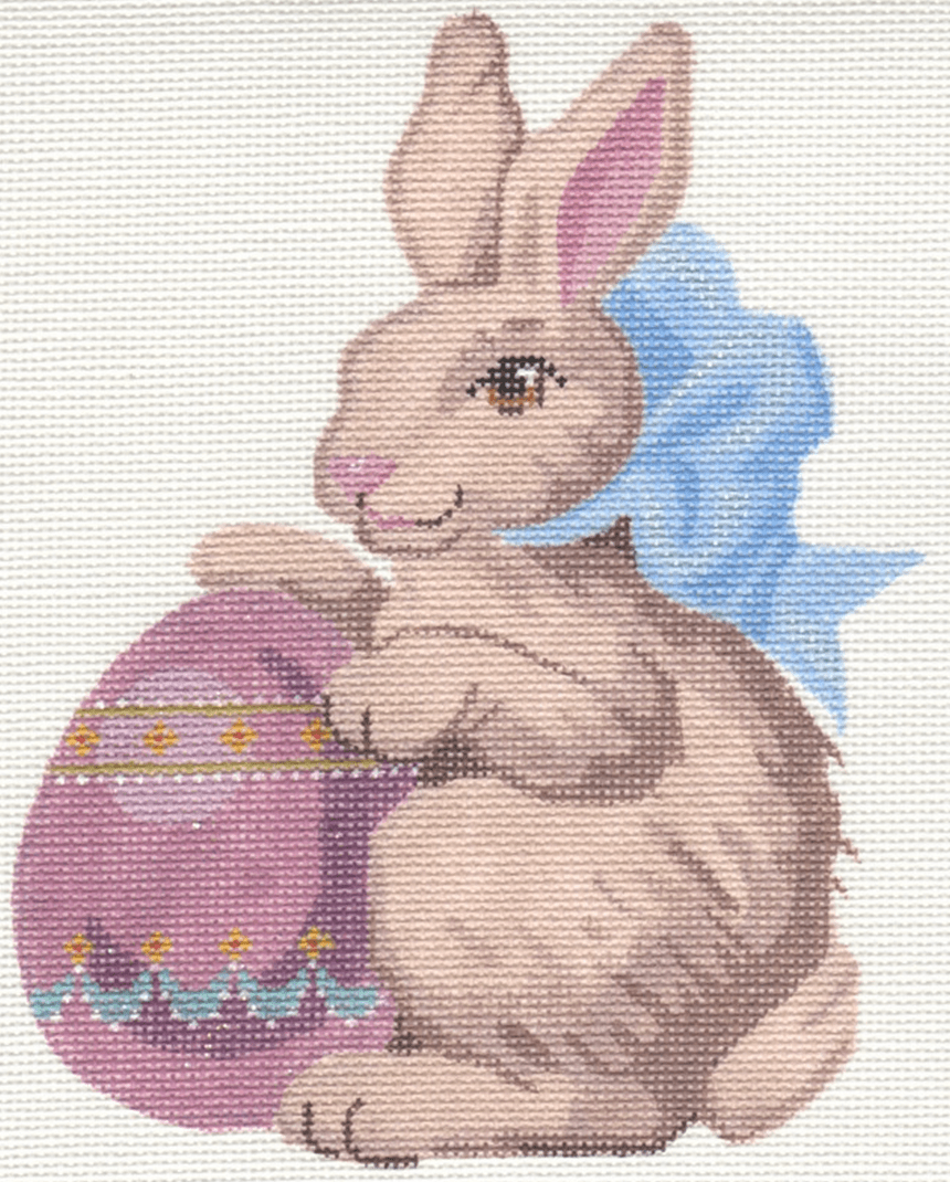 Bunny with Egg on Left Painted Canvas Labors of Love Needlepoint  - 1