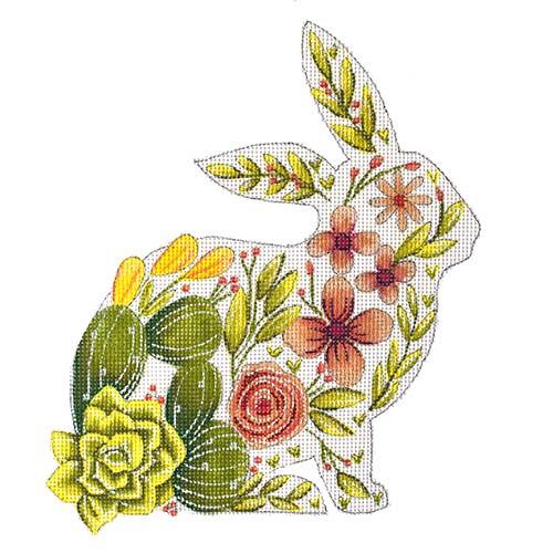 Bunny with Flowers Painted Canvas Alice Peterson Company 