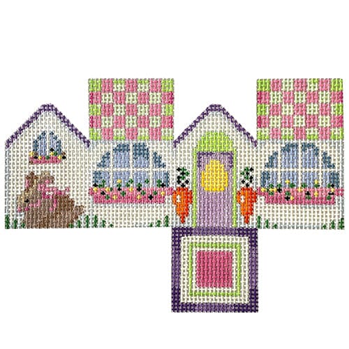 Bunny/Checked Roof Mini Cottage/Large Painted Canvas Associated Talents 