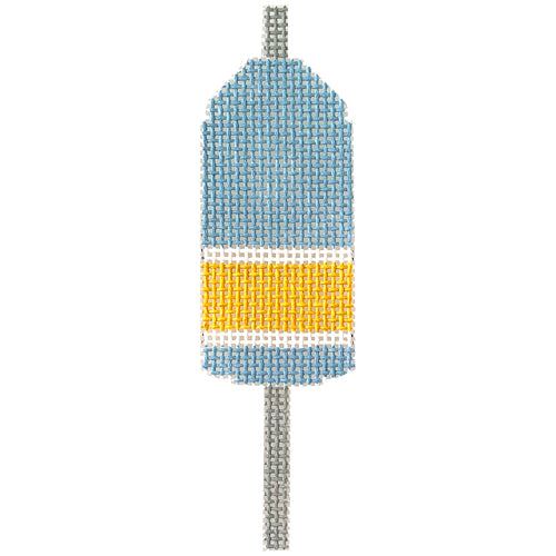 Buoy   Light Blue & Yellow Painted Canvas The Plum Stitchery  - 1