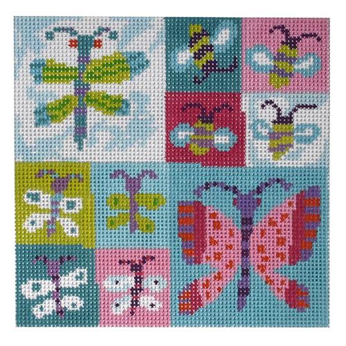Butterfly Collection   Blue Painted Canvas Birds of a Feather  - 1