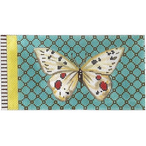 Butterfly White on Turquoise Eyeglass Case Painted Canvas Colors of Praise 