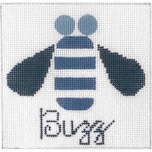 Buzz - Blue & Navy Bee Painted Canvas Melissa Prince Designs 