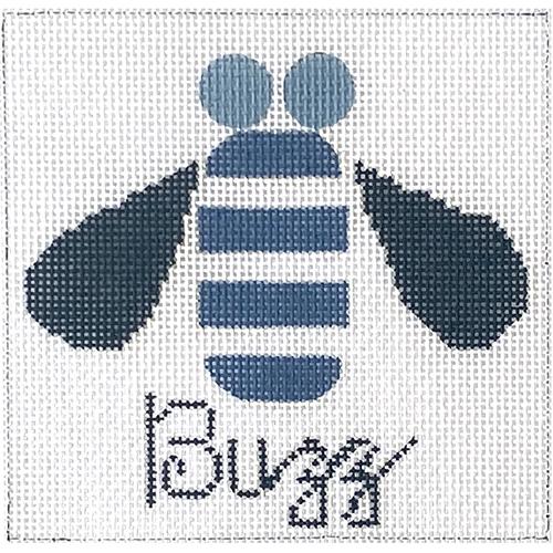 Buzz   Blue & Navy Bee Painted Canvas Melissa Prince Designs  - 1
