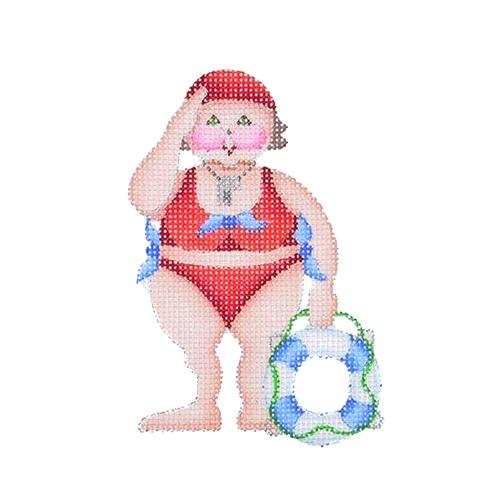 By the Sea - Harriet the Life Guard in Red Swimsuit Painted Canvas Burnett & Bradley 