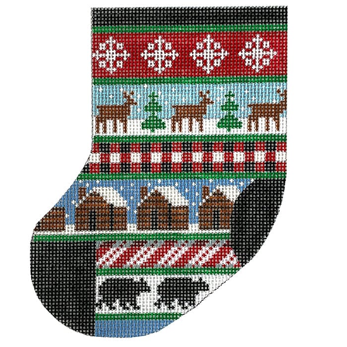 Cabin in the Woods Mini Stocking Painted Canvas CBK Needlepoint Collections  - 1