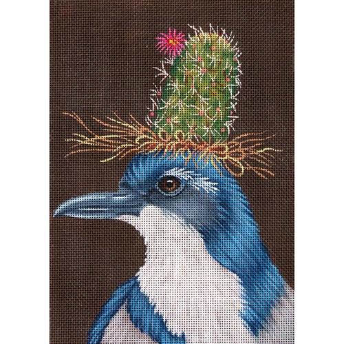 Cactus Bluebird Painted Canvas Melissa Shirley Designs  - 1