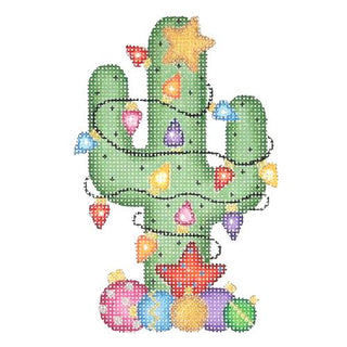 Cactus Decorated for Christmas Painted Canvas Burnett & Bradley 
