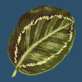 Calathea Leaf Needlepoint Kit Kits Elizabeth Bradley Design Dark Blue 
