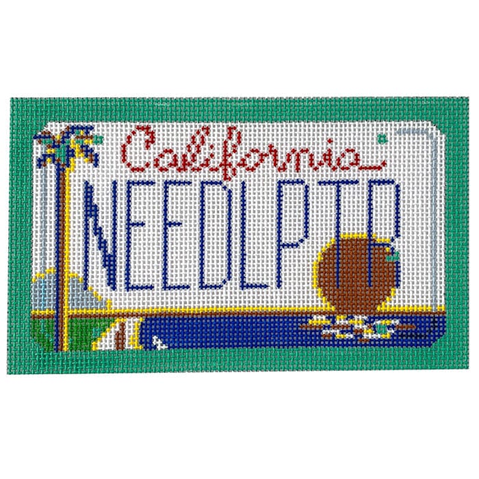 California Mini License Plate Painted Canvas CBK Needlepoint Collections 