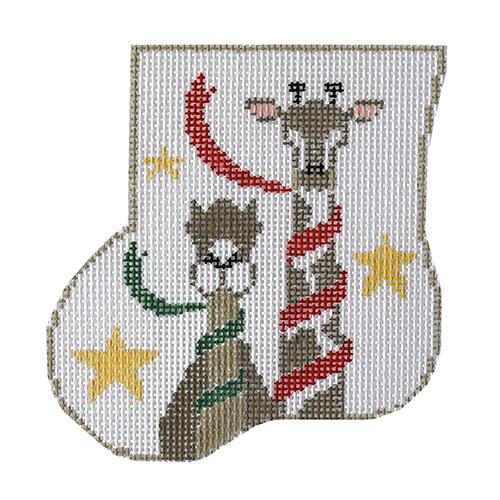 Camel and Giraffe with Scarves Mini Sock Painted Canvas Kathy Schenkel Designs  - 1