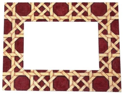 Camel / Red Caning Pattern Frame Painted Canvas Associated Talents 