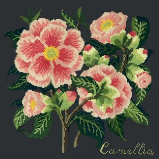 Camellia Needlepoint Kit Kits Elizabeth Bradley Design Black 

