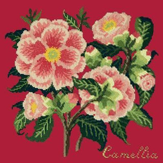 Camellia Needlepoint Kit Kits Elizabeth Bradley Design Bright Red 
