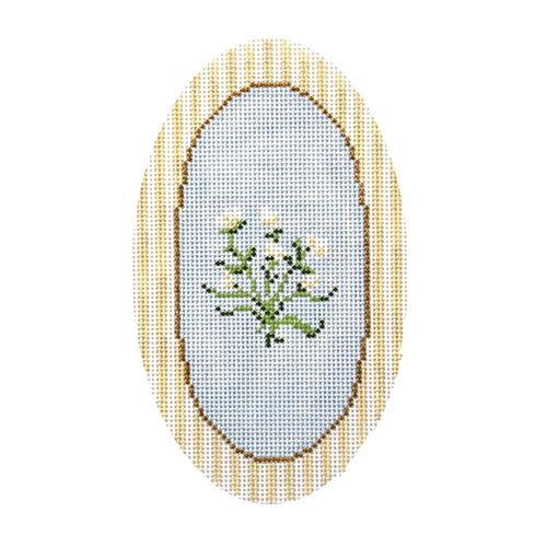 Camellia Oval Ornament Painted Canvas The Plum Stitchery 