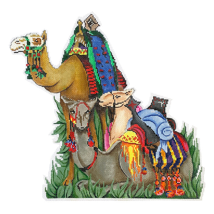 Camels Nativity Painted Canvas Patti Mann 