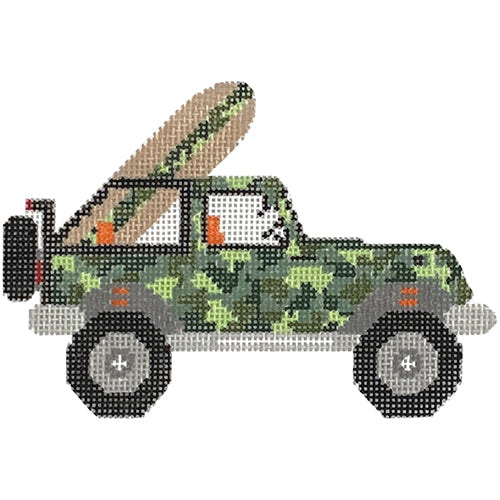 Camo Jeep Painted Canvas Wipstitch Needleworks 