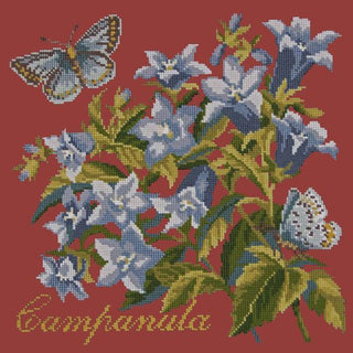 Campanula Needlepoint Kit Kits Elizabeth Bradley Design Dark Red 
