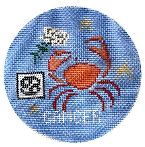 Cancer Zodiac Ornament Painted Canvas Doolittle Stitchery 