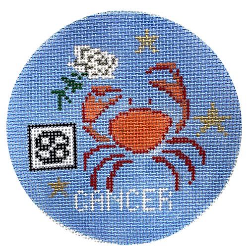 Cancer Zodiac Ornament Painted Canvas Doolittle Stitchery  - 1