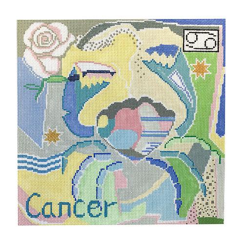 Cancer Zodiac Square Painted Canvas Doolittle Stitchery 