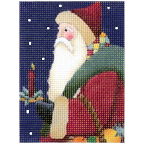 Candle Santa Blue Background Painted Canvas Melissa Shirley Designs  - 1