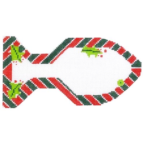 Candy Cane Cat Ornament Painted Canvas Danji Designs  - 1