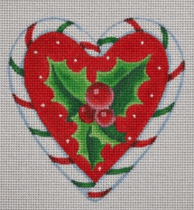 Candy Cane Heart, Holly Painted Canvas Pepperberry Designs 