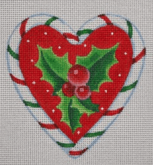 Candy Cane Heart, Holly Painted Canvas Pepperberry Designs  - 1
