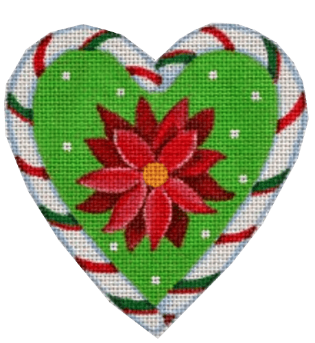 Candy Cane Heart, Poinsettia Painted Canvas Pepperberry Designs 